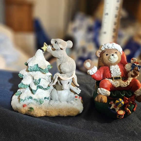 Christmas figurines, Total 2. Mouse figurine and Santa Claus with bag of toys. - Picture 6 of 8